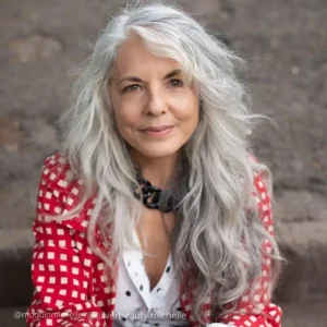 Long Gray Hairdo for Women over 50 with Thin Hair