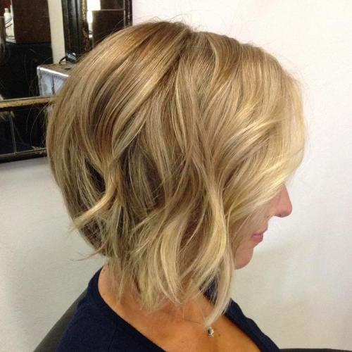 Blonde Balayage Short Bob Hairstyle with Darker Roots