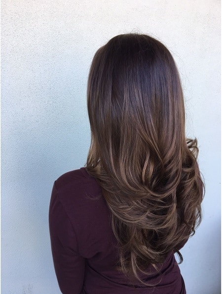 Stunning Long Layers with Mocha Ombre