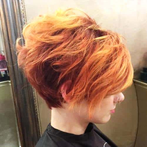 Short Bob Haircut with Orange Pink Balayage